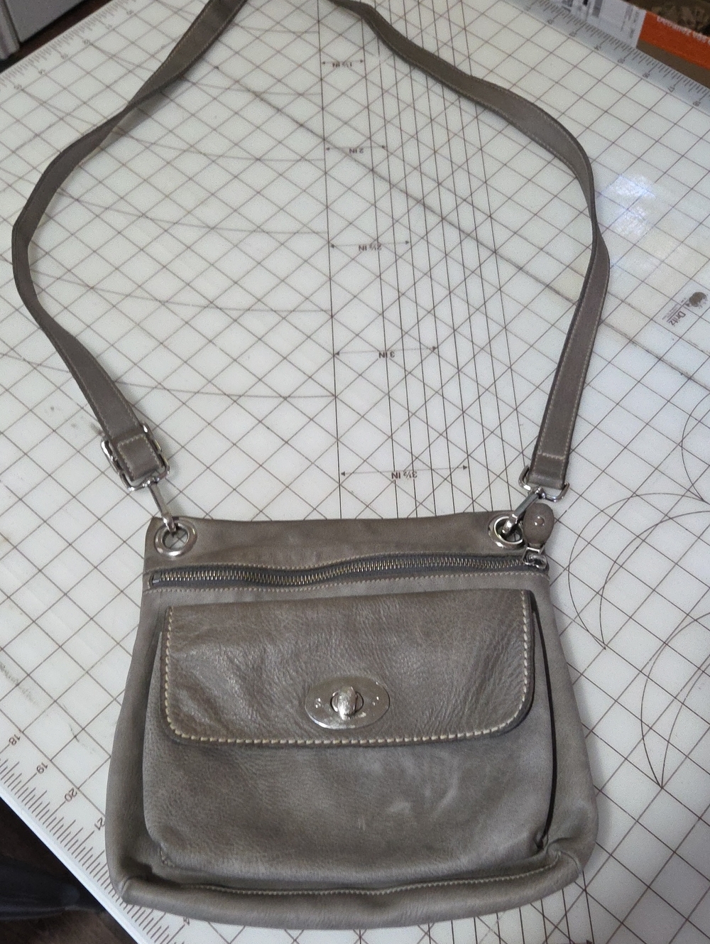 Roots Grey Leather Purse